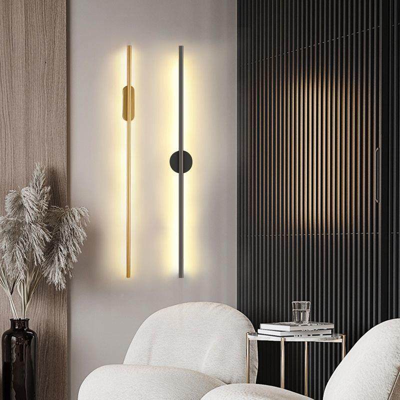 现简电约轻奢格栅灯代极简客276厅视背景墙壁卧灯室床头灯长条形