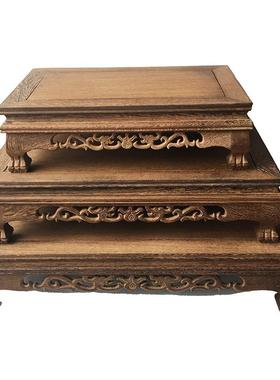 长红木底座实木长方形方鸡翅木底花盆景底座形禅座意摆件茶ZJ6983