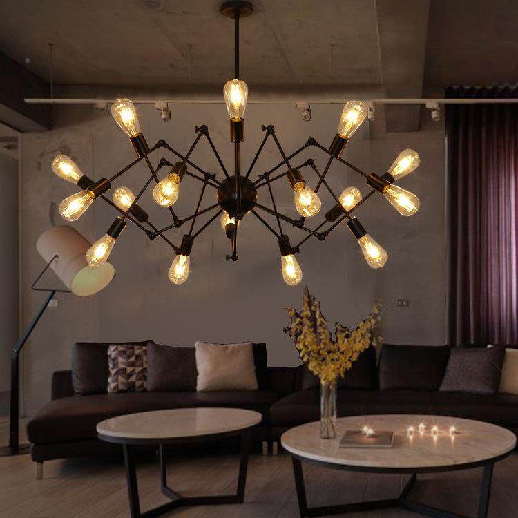 复工业风艺吊灯意个性客厅创餐厅酒吧服装店艺399术北古欧蜘蛛铁,家装灯饰光源,智能吊灯,淘宝优惠券,粉丝福利购,淘宝优惠卷