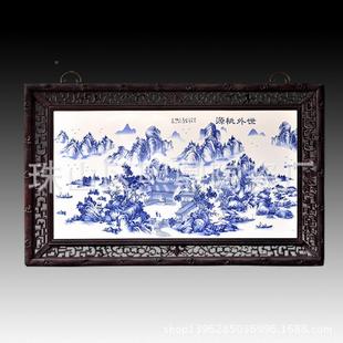 陶瓷瓷木板画仿古做旧实框陶装 画古典瓷家居客NLC饰厅墙壁挂画