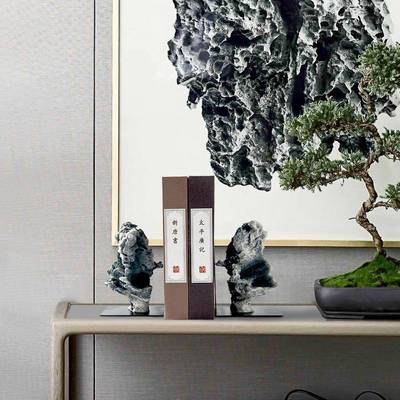 新中石式禅意太装湖石书假山头书靠YB-RZ-17摆件样板房办挡公室书