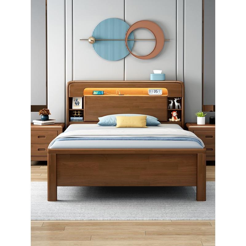 白色实木床.35一1米二12GN-102#户0单开人床1米2小型气压高箱储物