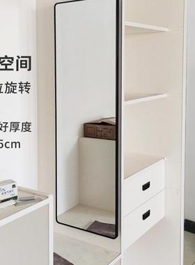 柜衣内镜子推拉镜OAF全身镜置滑轨转伸缩旋折叠隐形柜内穿衣镜试
