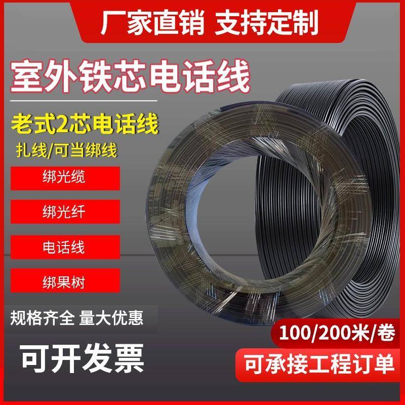 2*1.0双芯绑线铁扎线通讯通信电缆抗拉2芯电话线2*1.2电子双绞