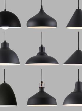 简约工业风黑色工程灯复古创意餐厅饭店奶茶店火锅店个性锅盖吊灯