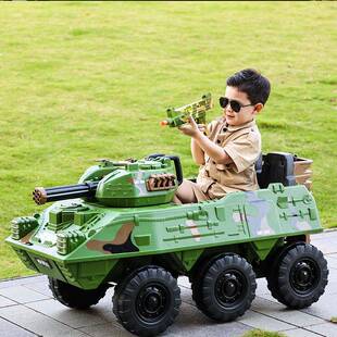 萨玛特儿童电动汽车六轮坦克装甲车双人男女宝宝可遥控可坐人童车