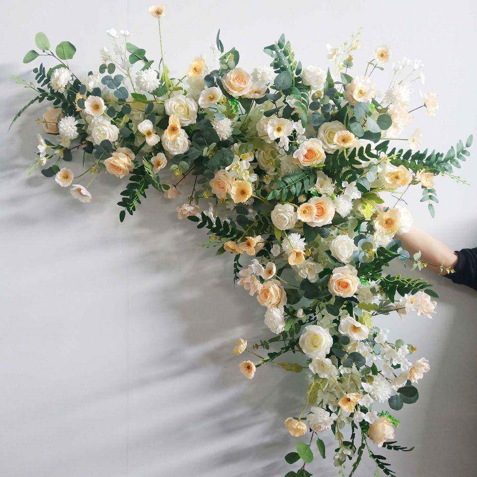 婚庆仿真花拐角装饰婚礼现场布置道具包角仿真绢花路引花婚庆花排