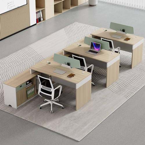 职员办公桌椅组合简约现代三人位办公桌子办公室财务室屏风办公桌