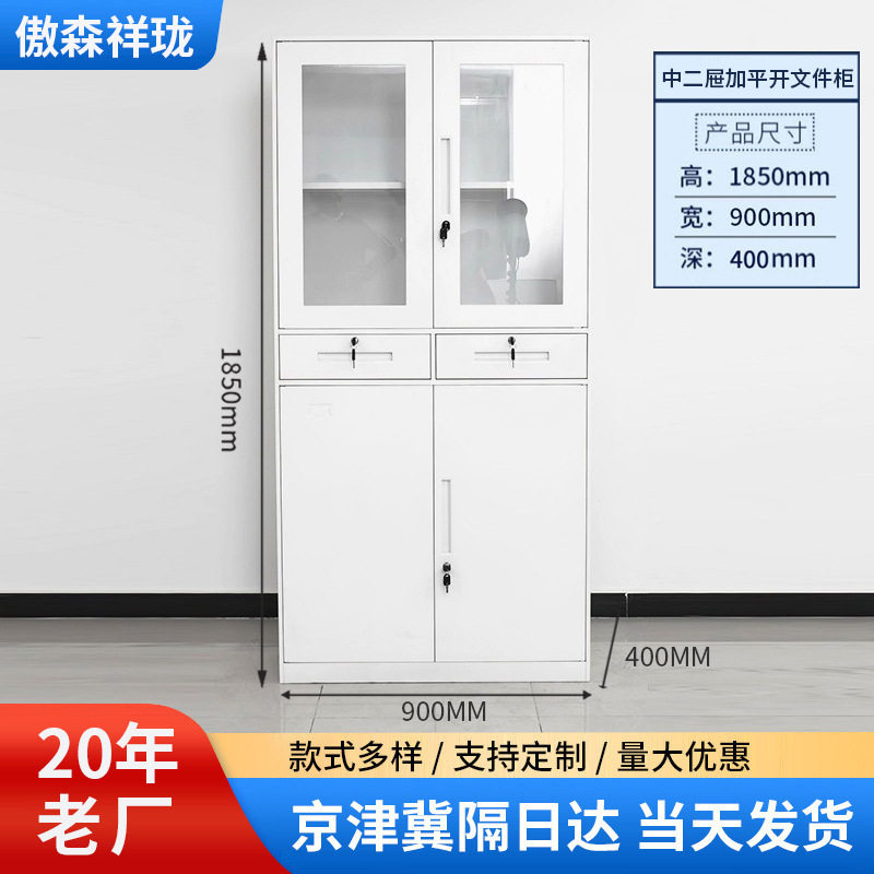 厂家供应中二抽屉平开文件柜办公室储物柜资料柜档案柜带锁文件柜