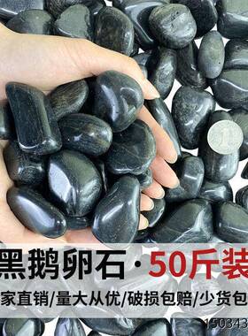 j8地黑色庭院石头造景园林50斤雨花石原石铺大小天然铺路鹅卵石g3