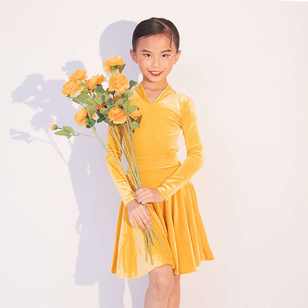 GTYDANCE高级黑池拉丁舞比赛服女儿童新款丝绒竞规定服G22014