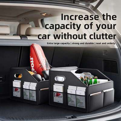 Car Trunk Storage Box - Foldable Organizer for Vehicle储物