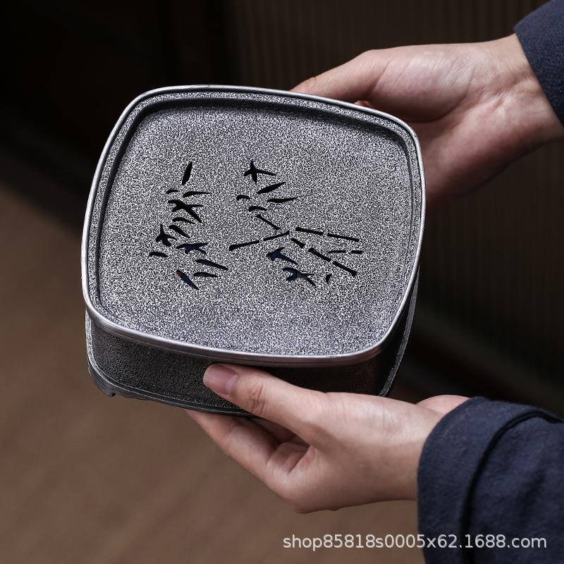 中式复古锡壶承家用正方形储水干泡盘小茶盘干泡台茶承茶台茶托盘