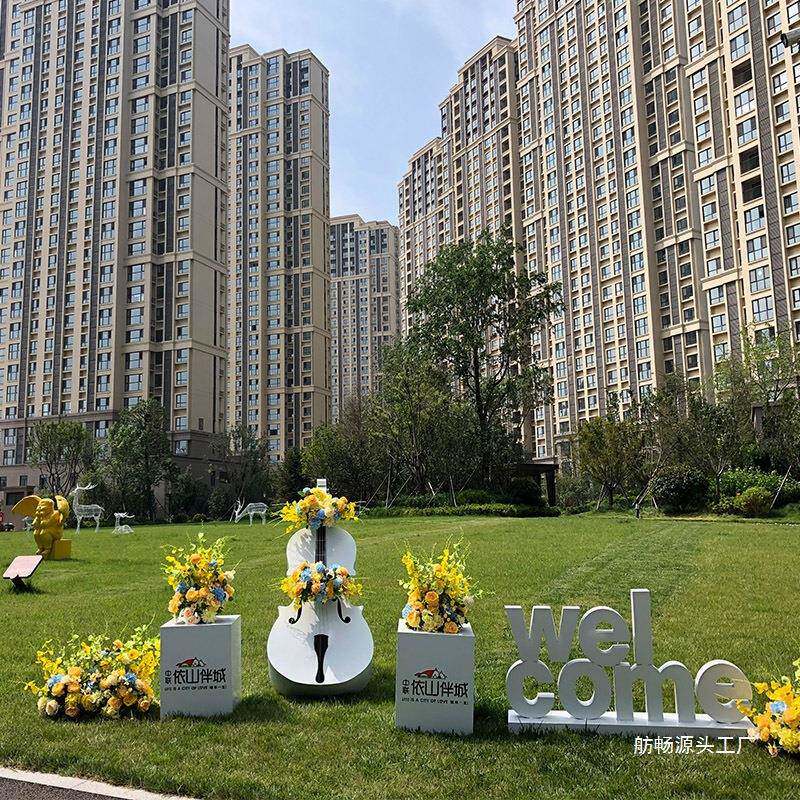 户外园林别墅创意微景观大提琴装饰摆件乐器道具花园庭院地产造景