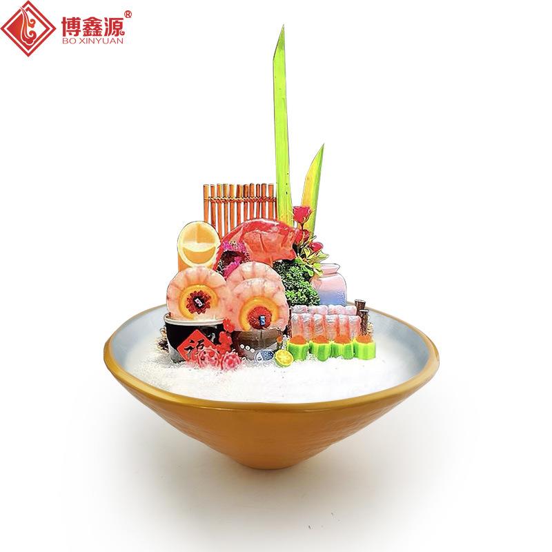 创意树脂透明圆形刺身盘冰盘圆形海鲜姿造拼盘日料龙虾三文鱼摆盘