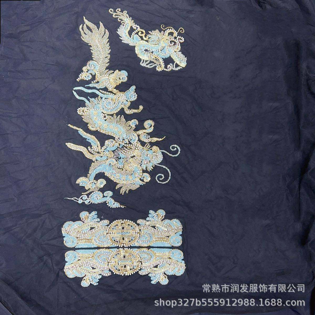 常MDO熟润发服饰新式双新郎蓝金系龙戏珠辅料中装饰新国潮风