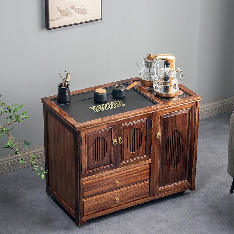 MEA胡桃木桌家用小茶台厅客体烧水壶一茶茶水柜实木泡茶一体移动