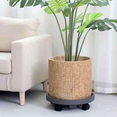 移动花盆陶物龟背竹托盘绿植盆植底瓷盘滚轮底座cbx63265滑轮带轮