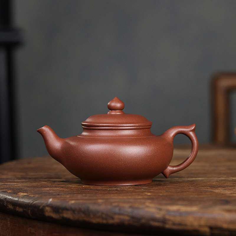 原矿宜兴紫砂壶传统泡茶壶底槽清笑樱壶虚扁壶家用泡茶壶茶具