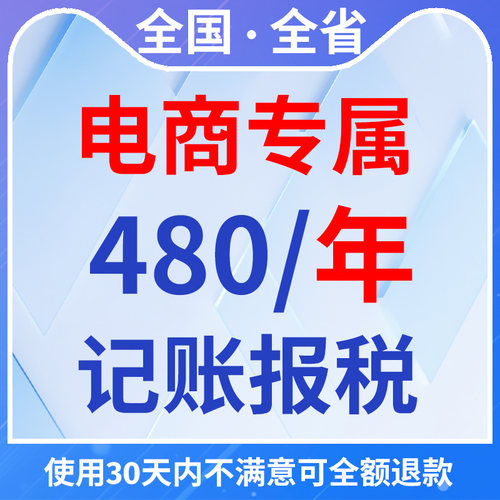 全国电商专属代理记账服务480一年（0-10人）