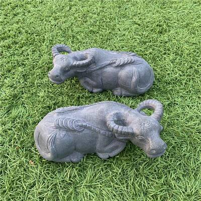 厅石牛摆件石雕牛工艺品天然石材雕刻头金jqwn9988钱牛家石居客装