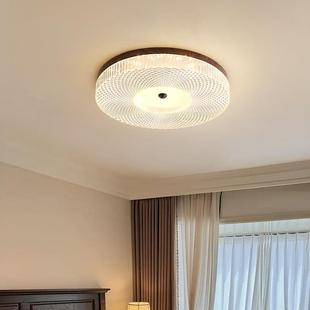 严选卧室灯轻水晶奢砂ld吸顶922灯复古圆形吸护眼书房顶灯灯e具大