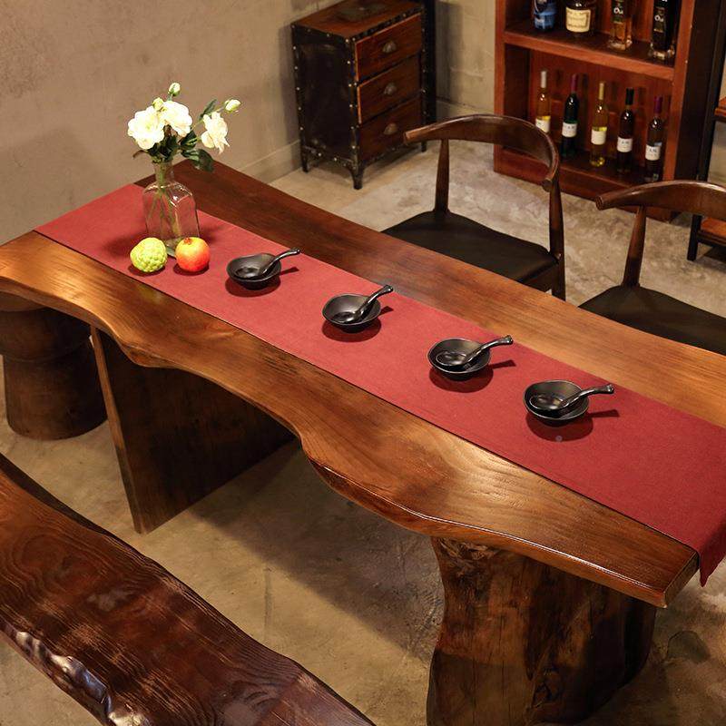 选整板原木茶桌严茶仿古台几大板餐桌椅组合根雕茶VJB喝茶桌