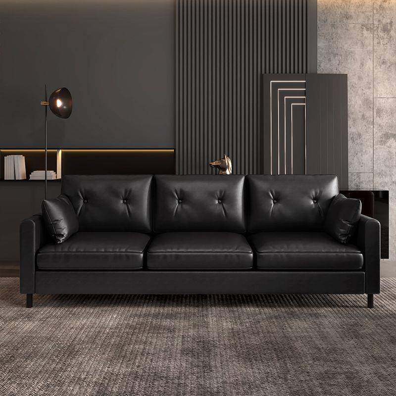 沙发户型客厅家用寓出租房公屋办GH55公室服装店双三人黑色小皮位