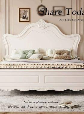 法式白色木床简约1主.8代式主卧公现美1.5婚床奶QJU油双人床