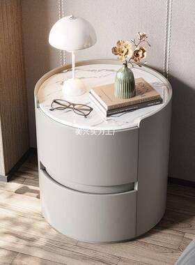 圆形床头柜超小茶几可爱新FVO款轻奢边柜奶油简约现风代巧小卧床