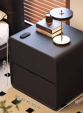 款实床头柜现家代简约轻奢小木型卧新63113室用皮质收纳床边柜复