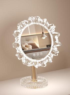 化镜带灯led异形台式桌控梳妆妆54554台镜子旋转梳妆镜智能触美面