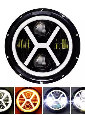 4V卡车车改装7寸X型欧Y0040B-T探照货2灯天使眼日行灯远光近光灯