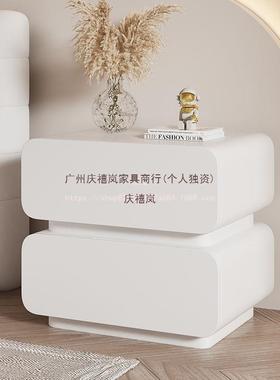 龙晓奶油风实木45345床头柜式极简卧室纳柜收简约现代整装落地意