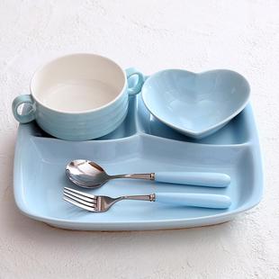 纯色餐具装出口陶瓷分格餐盘家餐用日式美式意分VFB套隔盘早西餐