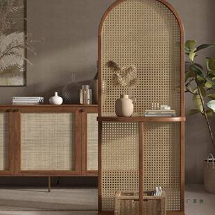 中日式藤户编屏风隔断客厅入移玄关卧TXW室古置物架可动现代简约