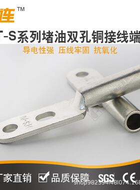 铜鼻子DTS双孔紫铜电线接头堵油镀锡25/35/50/95/185平方铜线耳