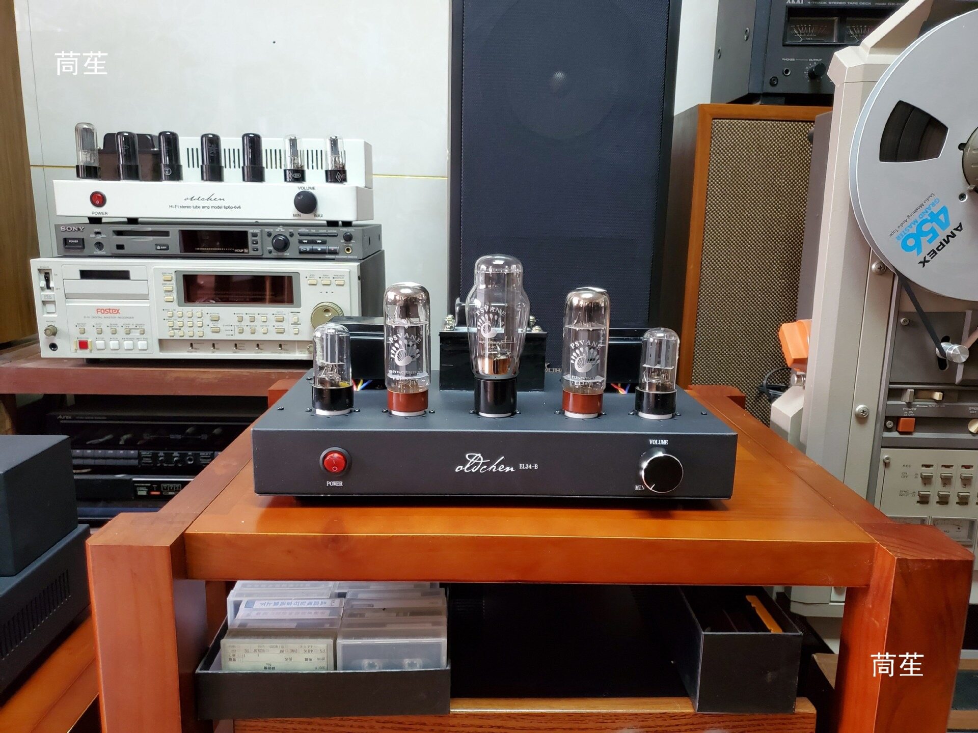 老陈胆机El34单端手工搭棚胆机hifi发烧音响电子管功放小黑