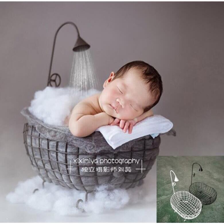 新款新生儿拍照道具筐婴儿宝宝照相小浴缸儿童摄影辅助框道具