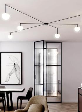 现代简约客厅吸顶灯主卧书房儿童房创意个性极简黑色铁艺玻璃led