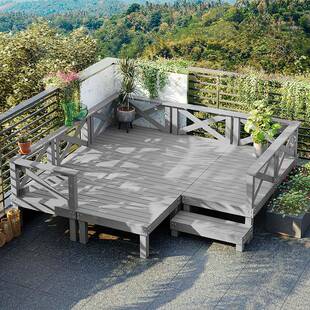 3YV5室外防腐木户外地板庭院露台木质榻榻米平台院子地台地面抬高