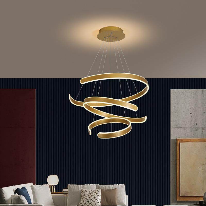 北欧风格客厅吊灯现代简约创意环c形灯具餐厅极简设计师智能调光