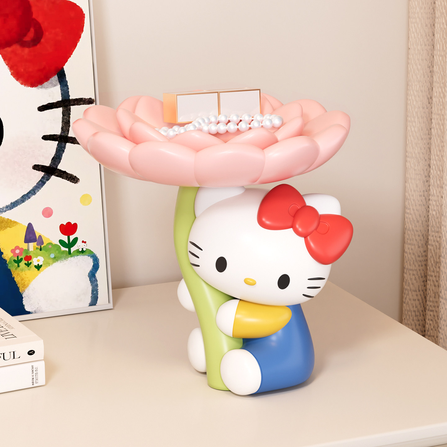 卡通猫入户门钥匙收纳摆件玄关进门鞋柜装饰好运莲莲客厅乔迁礼物