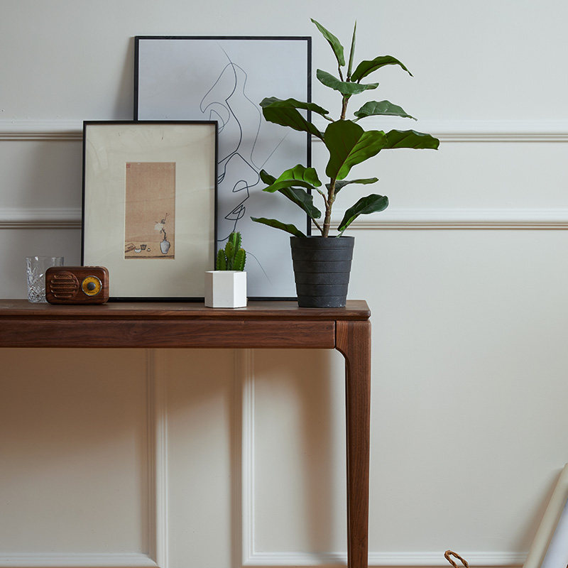 ?愫木工条案现代简约黑胡桃木窄桌北欧玄关供桌条几实木新中式