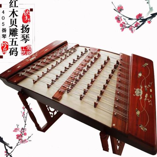 红木贝雕扬琴花梨木贝雕杨琴5码洋琴广东潮州音乐扬琴405扬琴乐器