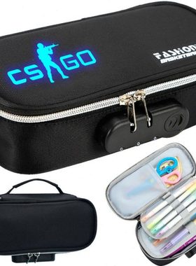 夜光csgo文具盒电竞CF大容量密码笔袋CS反恐精英铅笔盒游戏收纳盒