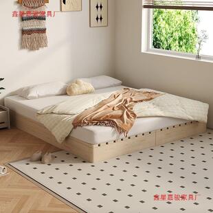 日式榻榻米床架子排骨架实木床落地床矮床无床头出租房民宿地台床