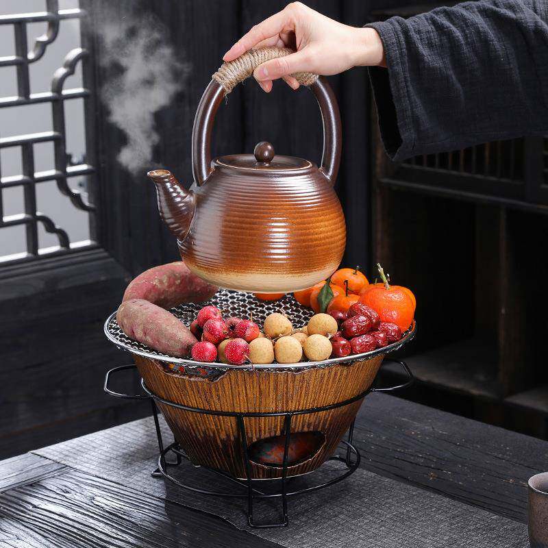围炉煮茶家用室内全套烤茶套装配件户外烤火炭泥炉烧烤炉打边炉子