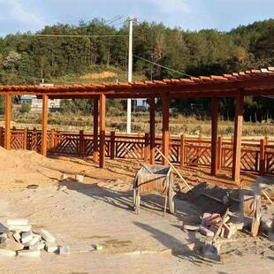 户外水泥仿木凉亭混凝土园林景区小区休息亭农家乐庭院休闲长廊架