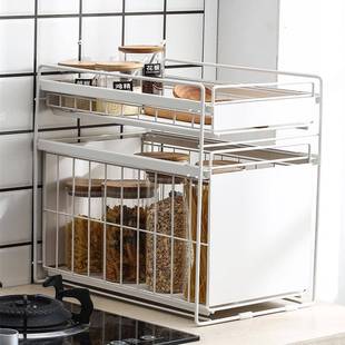 厨房下水槽置物架落地式铁艺分隔调料清洁洗调剂多层整理储物架子